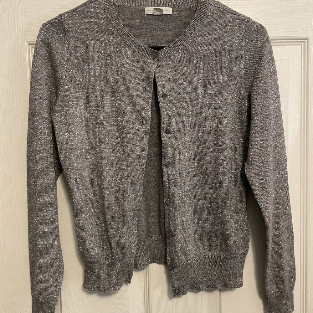 NY&Co Button Cardigan, Grey/Silver, Small